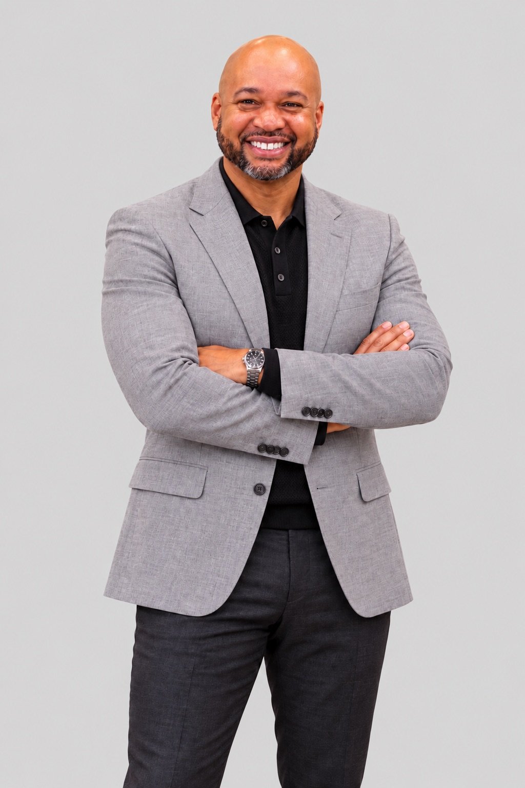Grey Blazer Portrait of Pastor Elijah Rodriguez